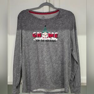 NWOT Womans Secret Treasures Long Sleeve Grey "Gnome for The Holidays" Size M